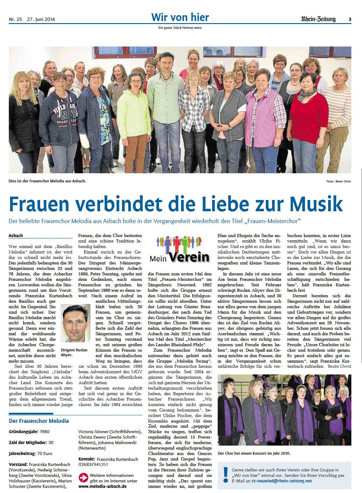 Rhein Zeitung 27.06.2014